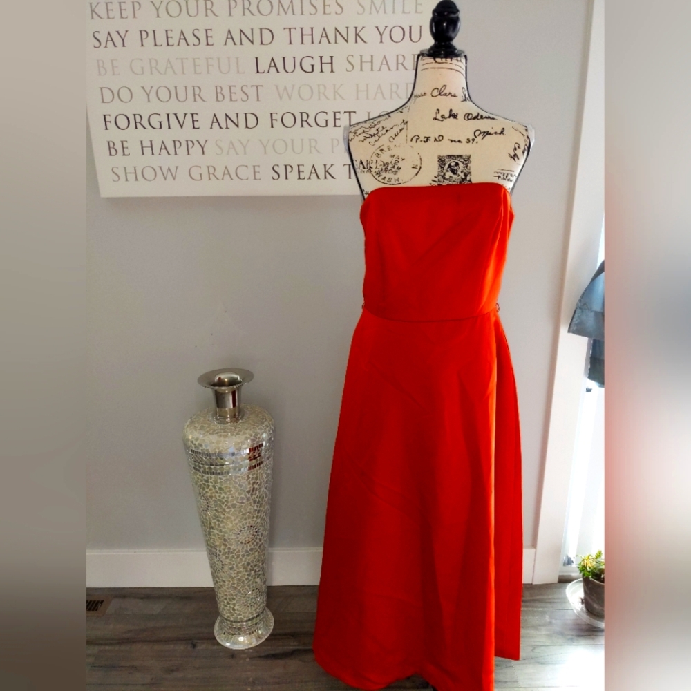 Burnt Orange Strapless Dress